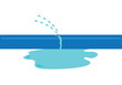 Blue Pipe with Leaking Hole. editable Clip Art.