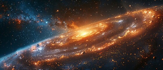 Poster - A beautiful Milky Way galaxy surrounded by stars and space dust, in the background is a deep planet night sky.