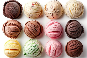 Aufkleber - Collection of ice cream scoops on a white background
