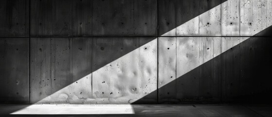 Poster - White concrete wall is cast in shadow by the sun, casting a sunshade