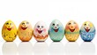 Easter eggs adorned with cartoon smiles and laughter, bringing joy and amusement to the festival celebrations.
