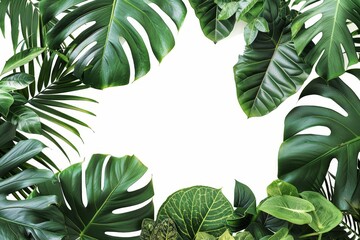 Poster - Isolated on white background, tropical leaves foliage plant bush floral arrangement with clipping path.