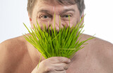 Fototapeta Mapy - person with grass