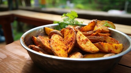 Wall Mural - Enjoy the heat with spicy potato snacks