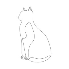 Wall Mural - Cat sitting, one continuous line drawing. Simple minimalist abstract animal. Hand drawn silhouette of pet cat. Vector outline