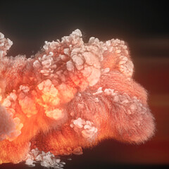 Poster - Huge waves of giant fire explosion with red-orange swirls of flame. 3d rendering background. Digital illustration