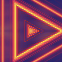 Poster - Glowing strips of LED light in the shape of a triangle. 3d rendering digital illustration