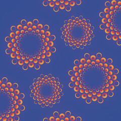Aufkleber - Blue background with a pattern of red-orange circles. 3d rendering digital illustration