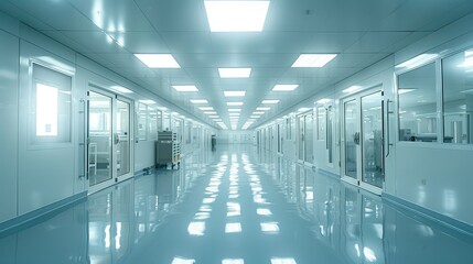 Poster - Interior of a cleanroom with bright light. Generative AI.