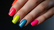 Multicolor Neon Manicure on Female Hand