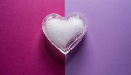 Wall Mural - icy heart on a combination of purple and pink background colors valentines ice love aesthetic concept visual vibrant colors