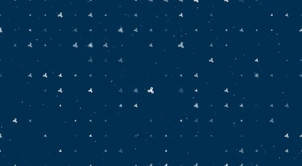Poster - Template animation of evenly spaced spinner symbols of different sizes and opacity. Animation of transparency and size. Seamless looped 4k animation on dark blue background with stars