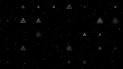 Poster - Template animation of evenly spaced wild animals road signs of different sizes and opacity. Animation of transparency and size. Seamless looped 4k animation on black background with stars