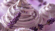 Meringue with lavender close-up. Selective focus.