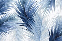 Abstract Pattern With Blue Tropical Palm Leaves