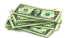 Green Dollar Bills. Vector Money Banknotes Isolated O