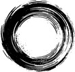 Vector brush strokes circles of paint on a white background. The circle is an ink drawing with the texture of brush strokes.