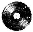 Black grunge Illustration of vinyl. Gramophone black vinyl LP record silhouette isolated on a white background.