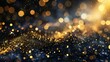 Scattered golden particles on a dark background, creating a festive backdrop or a captivating design element.