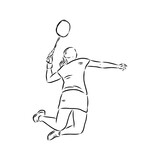 Fototapeta Pokój dzieciecy - illustration of Badminton. Hand drawn.