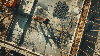 Wall Mural - Concrete pouring during commercial concreting floors of buildings in construction