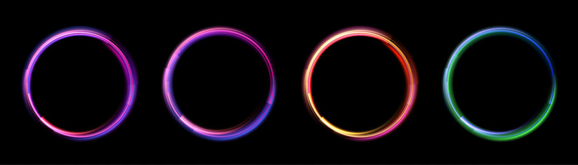 Fototapete - Light circle with light rays. Colorful frame background with colorful highlights. Vector