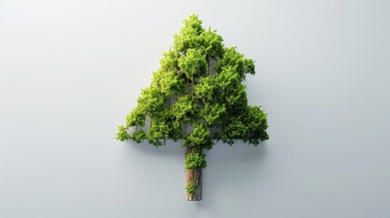 Fototapete - In this concept business image, a tree grows up in the shape of an arrow over a white background.