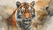 Akwarela, portret tygrysa, dekoracja generative ai