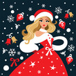 Festive Christmas Lady Vector Illustration