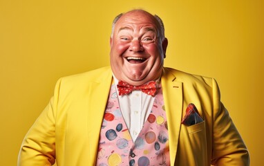 Wall Mural - happy smiling confident Slightly fat businessman wearing bright clothes