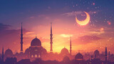 Fototapeta  - Ramadhan kareem or eid mubarak islamic greeting cards