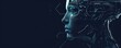 © Daniela - Side view of amazing humanoid head representing future technology and artificial intelligence with free space for your text. Artificial intelligence theme.