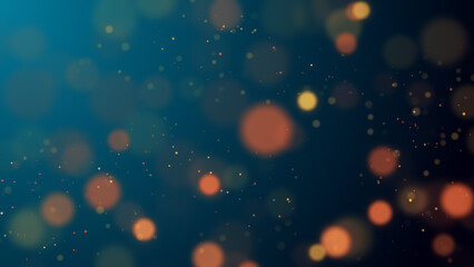 Sticker - abstract gold bokeh on dark blue wallpaper, glowing shiny particles, blank design element	