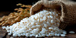 Pile of White Rice Grains. Paddy Rice