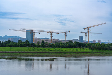 construction site with crane