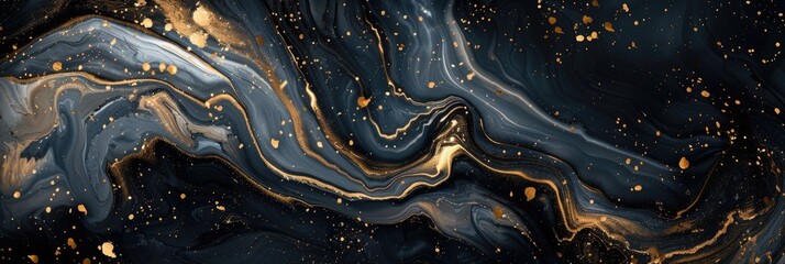 Wall Mural - an abstract cosmic background with swirling gold metallic foil accents resembling galaxies and nebul