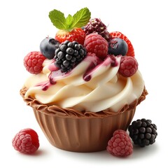 Canvas Print - fruit cupcake isolated