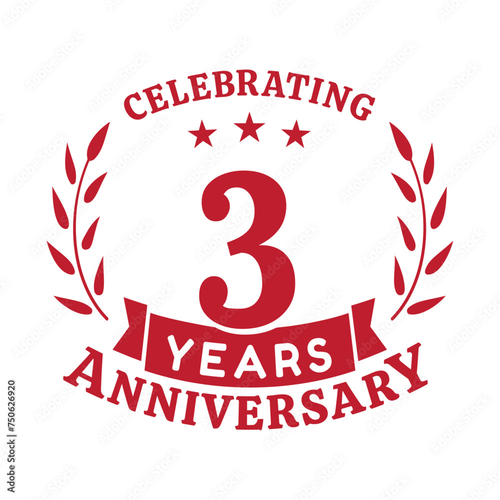 3rd anniversary celebration design template. 3 years vector and ...