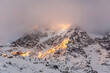 The Ortler Mountain in the European Alps at Sunrise