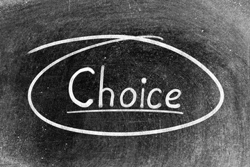 Sticker - White chalk hand writing in word choice and circle shape on blackboard background