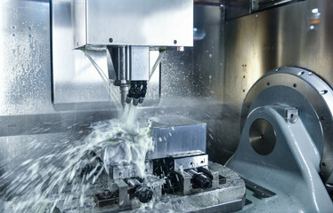 Wall Mural - metalworking cnc milling machine. cutting metal modern processing hi-technology machining concept.