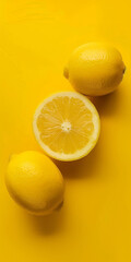 Wall Mural - lemon on yellow background 