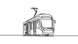 One line tram design - Hand drawn minimalism style vector illustration