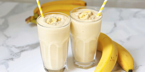 Wall Mural - banana smoothie with banana