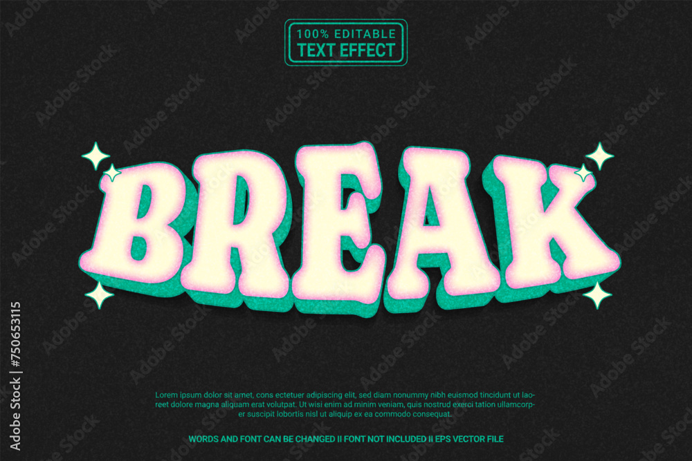 Editable text effect Break 3d cartoon template style modern premium ...
