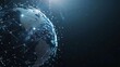 © DYNECREATIVE - Globe earth hologram on dark background with copy space. Neural network connection. Communication with artificial intelligence.