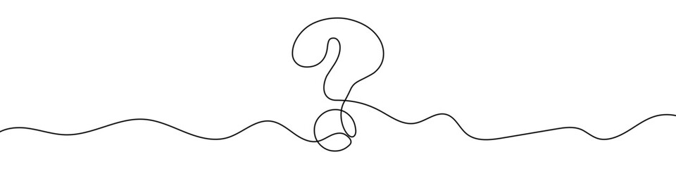 Continuous editable line drawing of question mark. One line drawing background. Vector illustration. Question mark in one line.