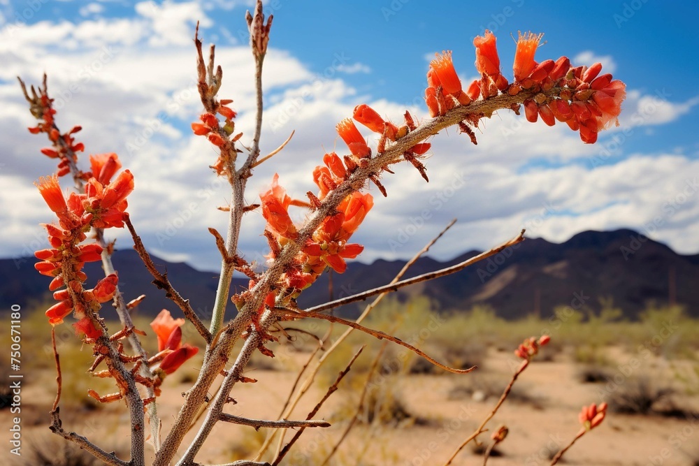 Ocotillo In Bloom Ocotillo in bloom, fiery tips on desert wands Stock Photo | Adobe Stock