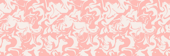 Wall Mural - Wavy Swirl Seamless Pattern in Peach Fuzz Colors. Hand Drawn Vector Illustration. Seventies Style, Groovy Background, Wallpaper, Print. Flat Design, Hippie Aesthetic.