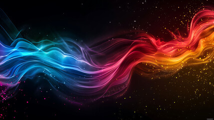 Wall Mural - Black background with abstract colorful splashes.